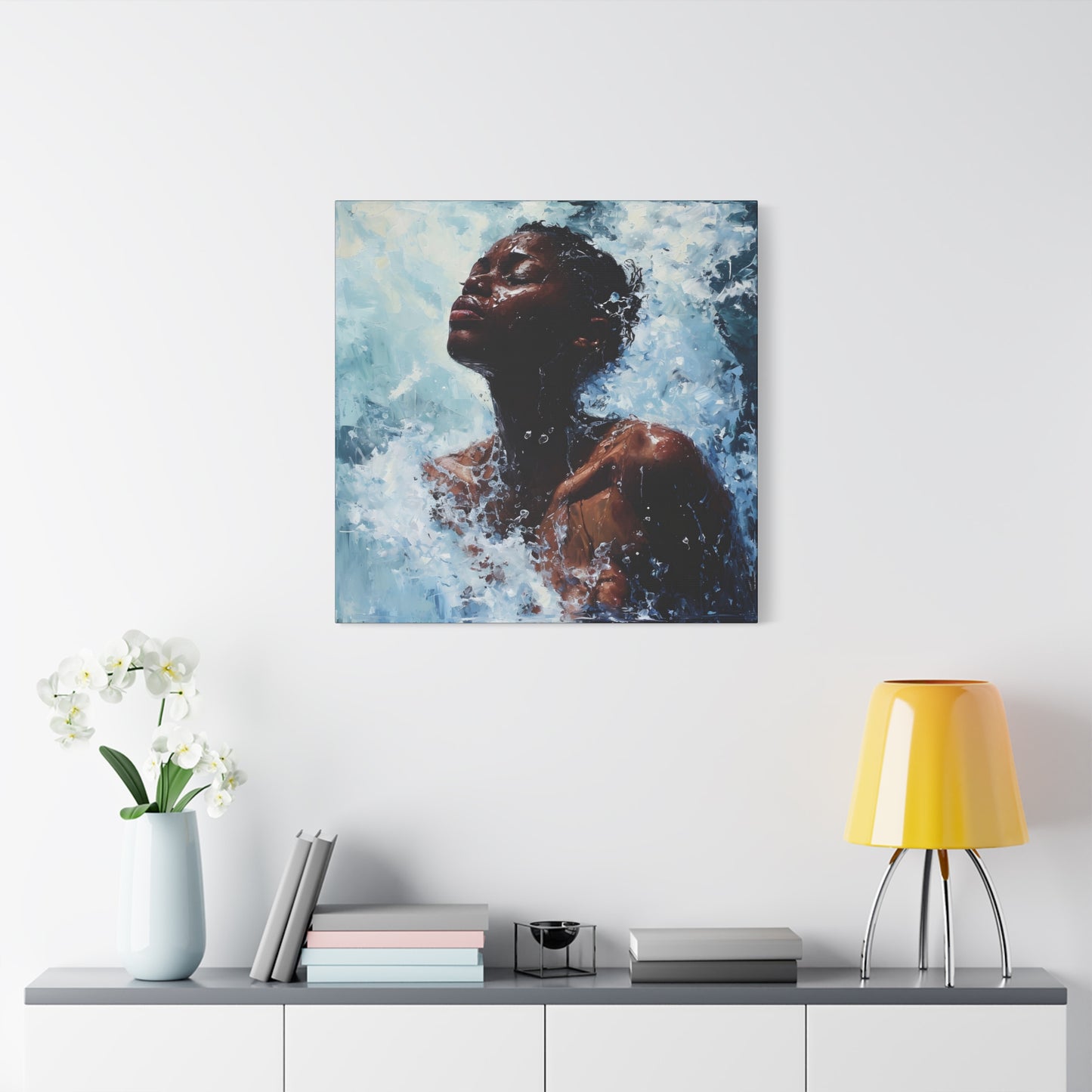 Refreshed Afrocentric Black Woman Art Canvas Wall Print