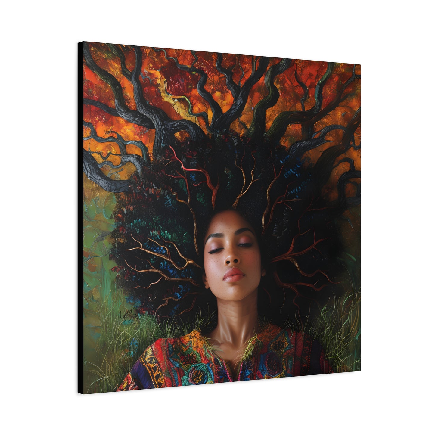Rooted In My Mind Afrocentric Black Woman Inspirational Spiritual Art Canvas Wall Print - Xtreme Shopper