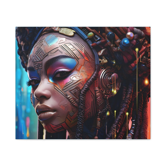 Princess Of The Past and Future Afrocentric Afrofuturism Abstract Black Artwork Canvas Wall Print