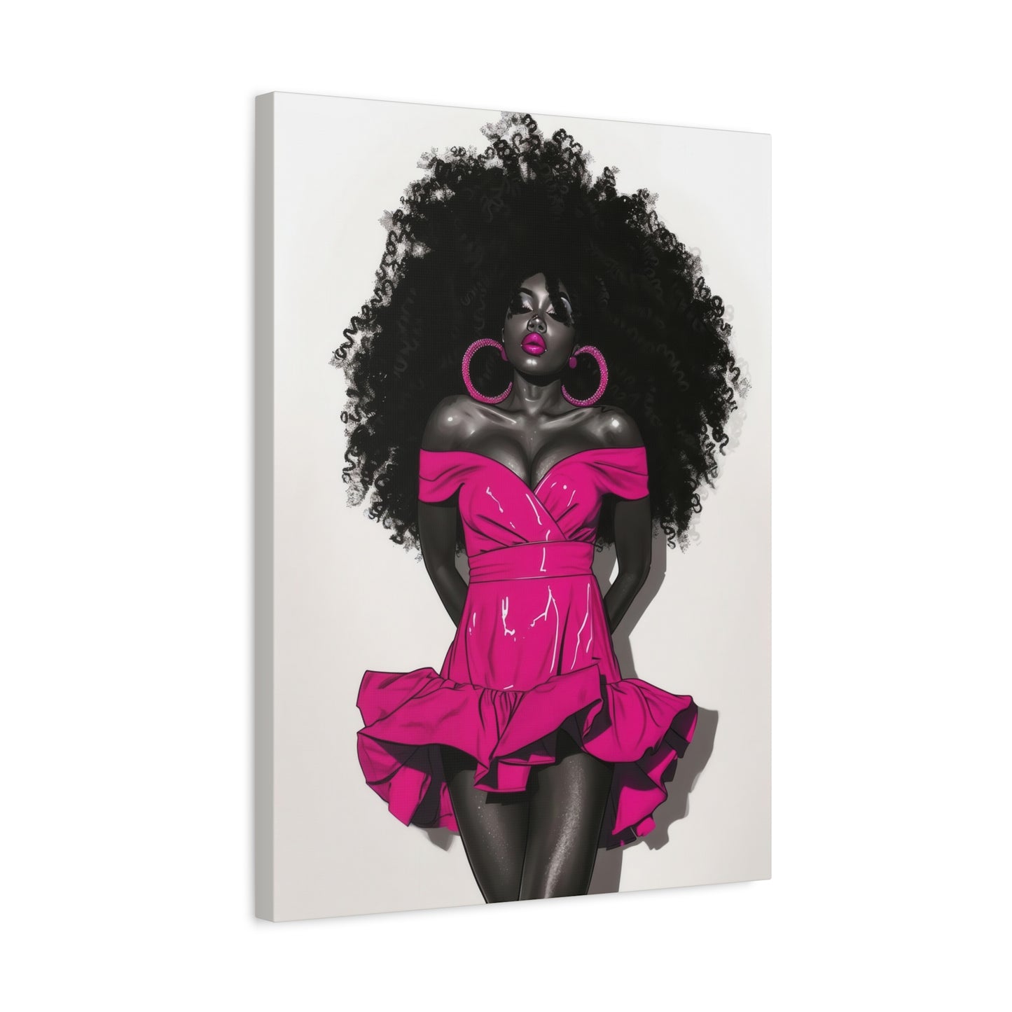 Pink Is My Color Black Woman Art Canvas Wall Print