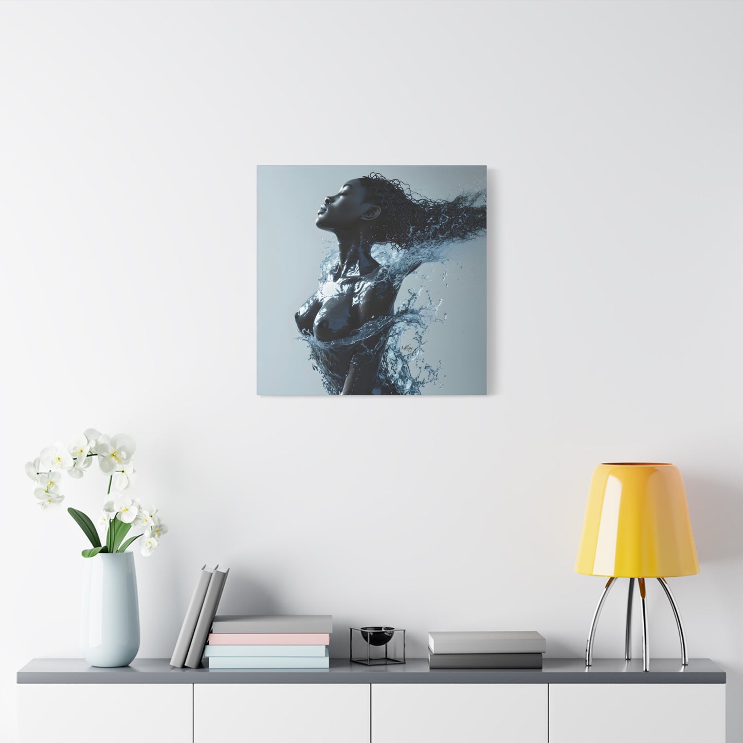 Moisturized and Unbothered Afrocentric Black Woman Art Canvas Wall Print