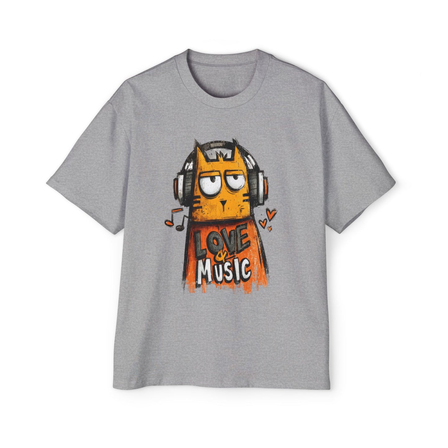 Cats Love Music Streetwear Unisex Heavyweight Cotton Oversized T-Shirt - Xtreme Shopper