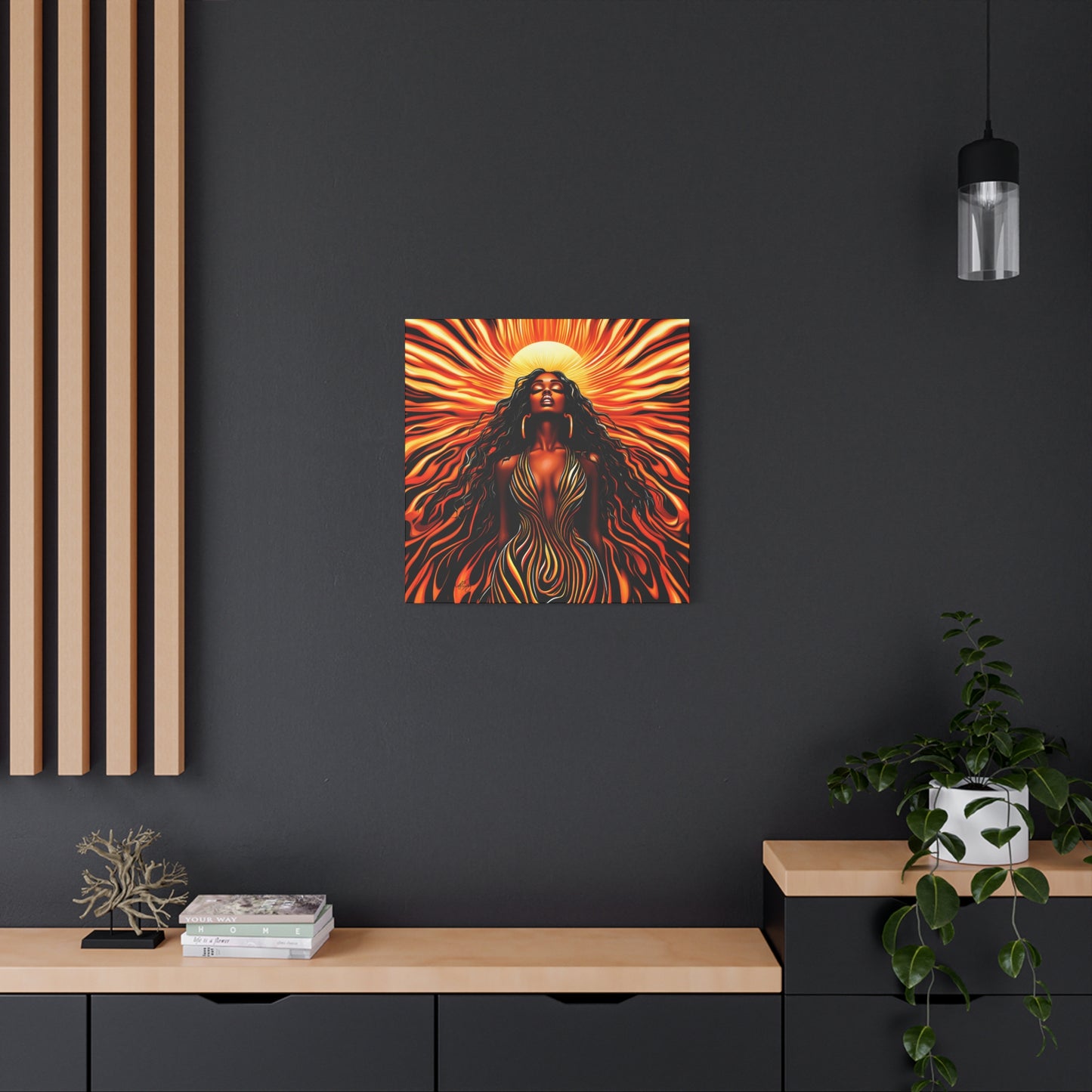 Sunkissed Afrocentric Black Woman Abstract Art Canvas Wall Print