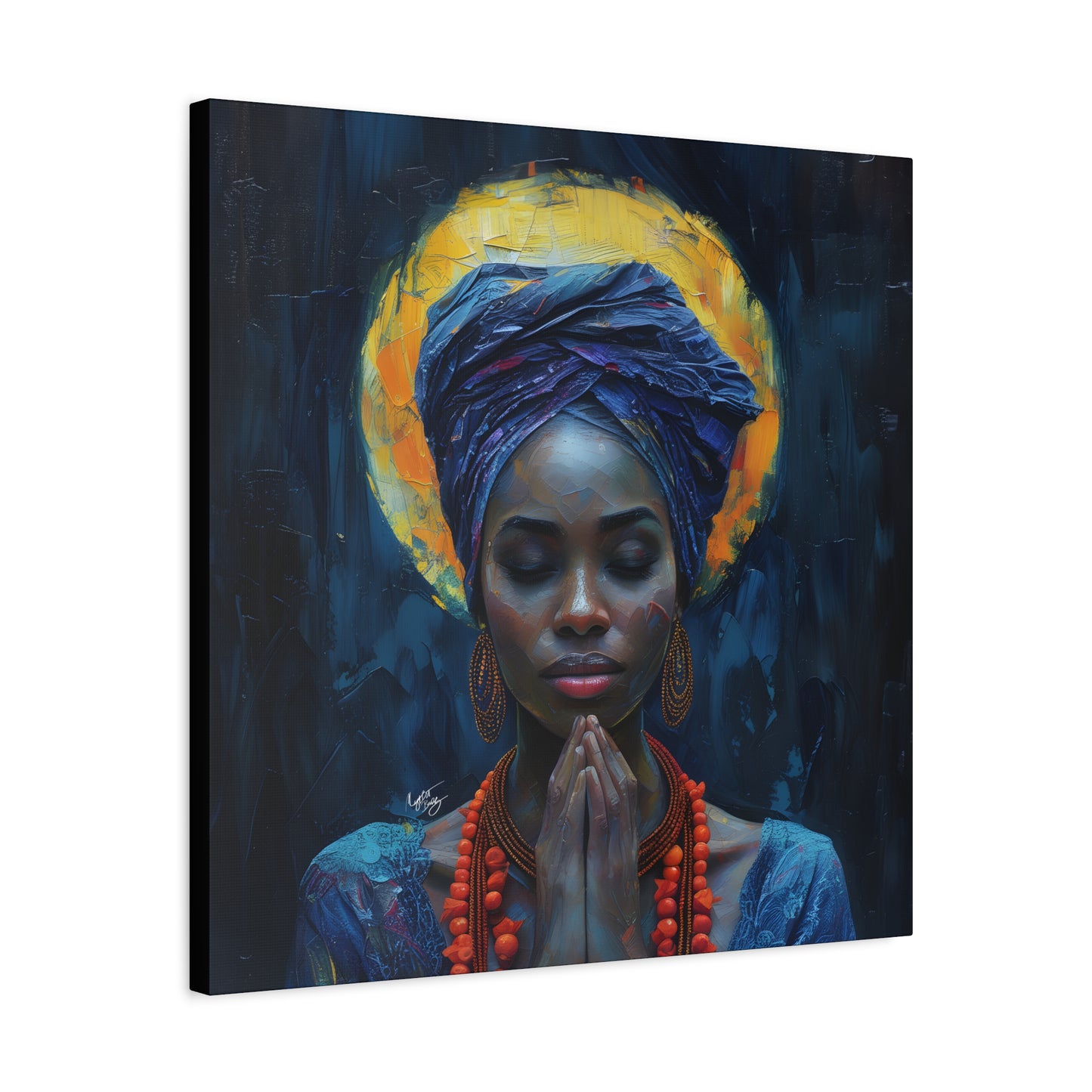 Sunset Relaxation Afrocentric Black Woman Spiritual Art Canvas Wall Print