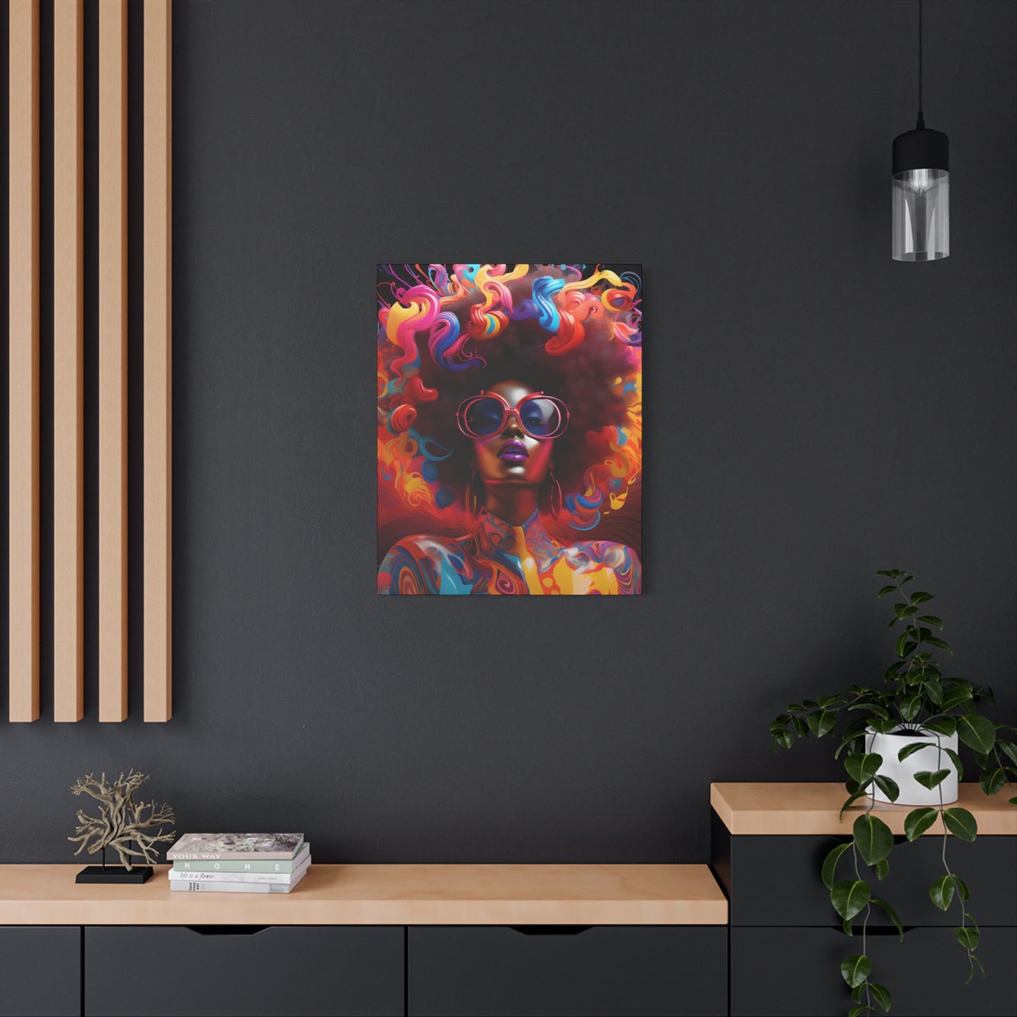 Groovy Summer Black Woman Psychedelic Themed Artwork Canvas Wall Print - Xtreme Shopper