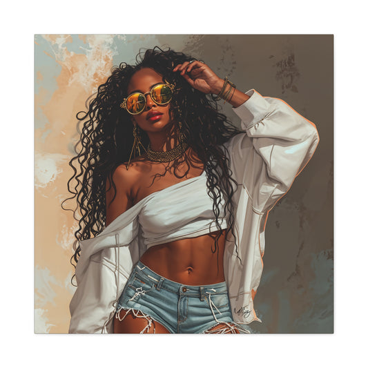 Never Let Them See You Sweat Afrocentric Black Woman Art Canvas Wall Print