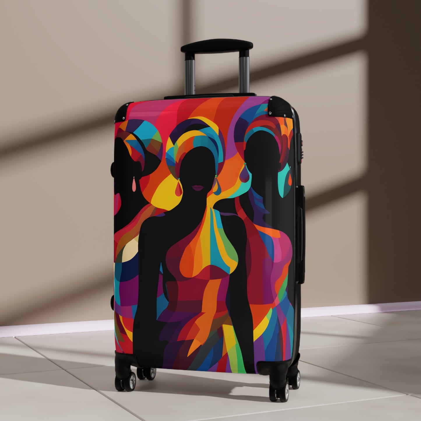 Girlfriends In Abstract Black Woman Art Hardshell Hardside Lockable Spinner Suitcase