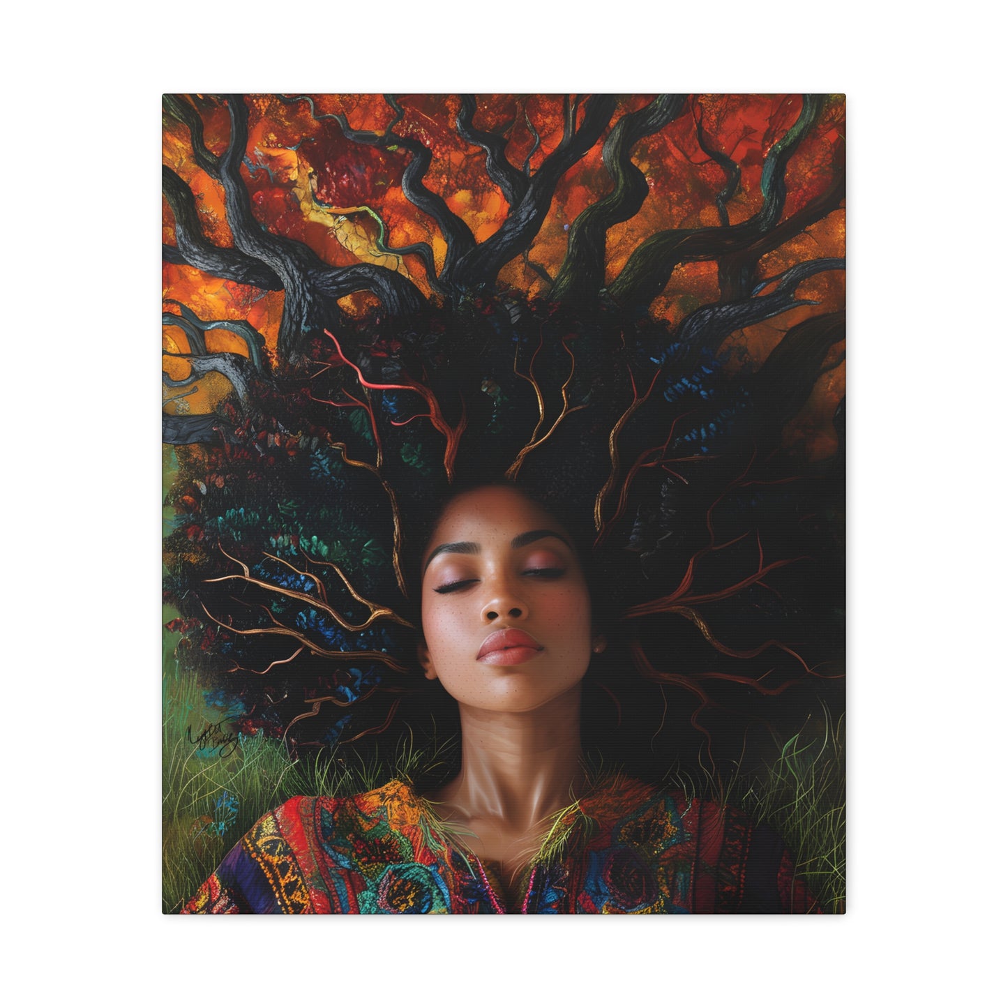 Rooted In My Mind Afrocentric Black Woman Inspirational Spiritual Art Canvas Wall Print - Xtreme Shopper