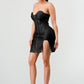Trendy Bodycon Metallic Mini Bandage Dress