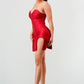 Trendy Bodycon Metallic Mini Bandage Dress