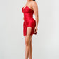 Trendy Bodycon Metallic Mini Bandage Dress
