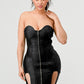Trendy Bodycon Metallic Mini Bandage Dress