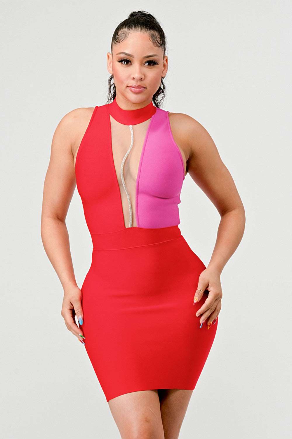 Duo Chroma Bodycon Bandage Dress