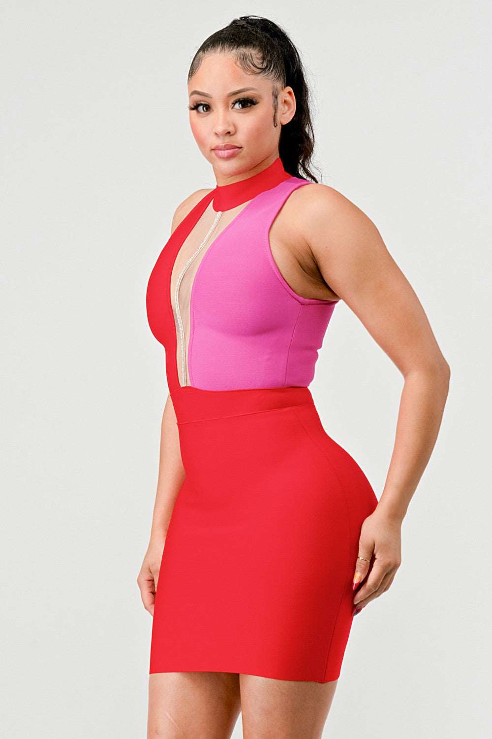 Duo Chroma Bodycon Bandage Dress