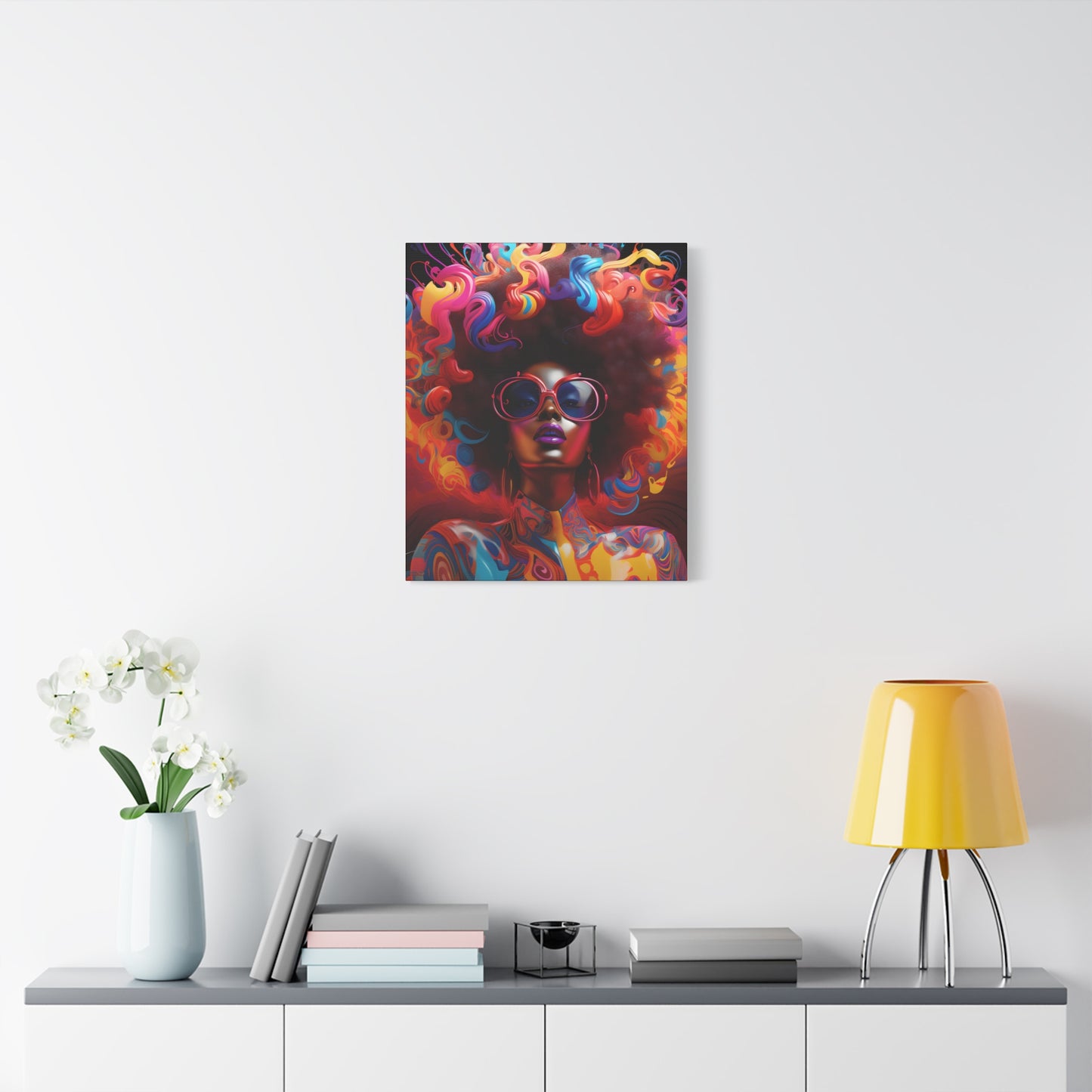 Groovy Summer Black Woman Psychedelic Themed Artwork Canvas Wall Print - Xtreme Shopper