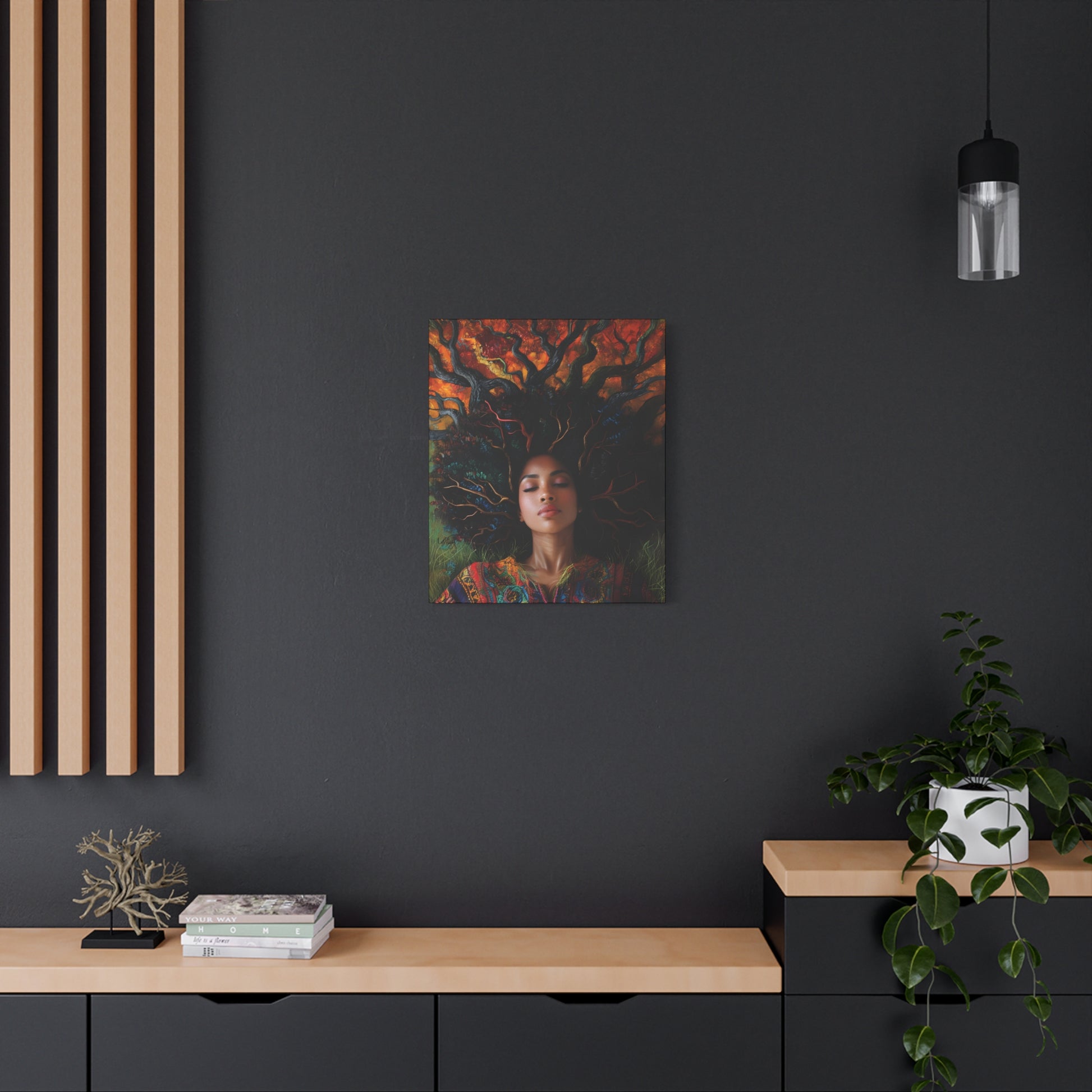 Rooted In My Mind Afrocentric Black Woman Inspirational Spiritual Art Canvas Wall Print - Xtreme Shopper