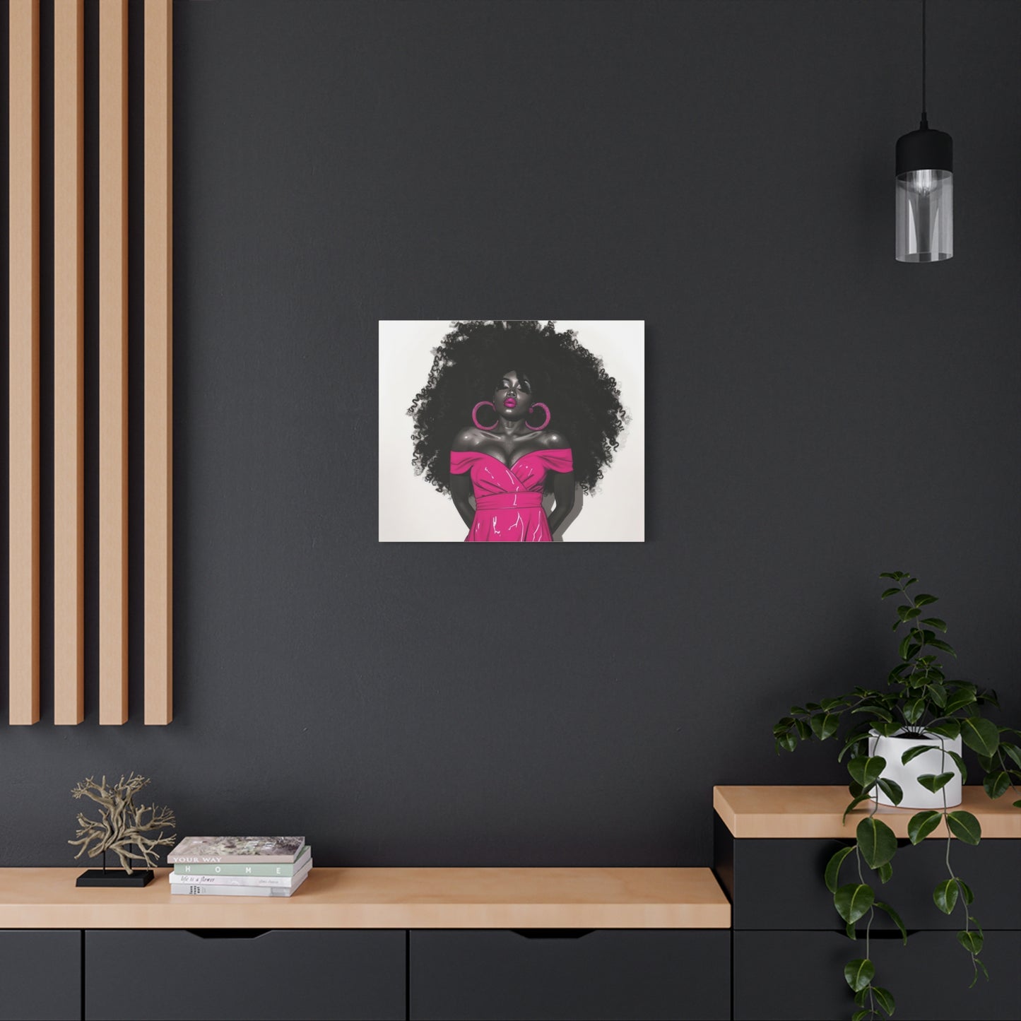 Pink Is My Color Black Woman Art Canvas Wall Print