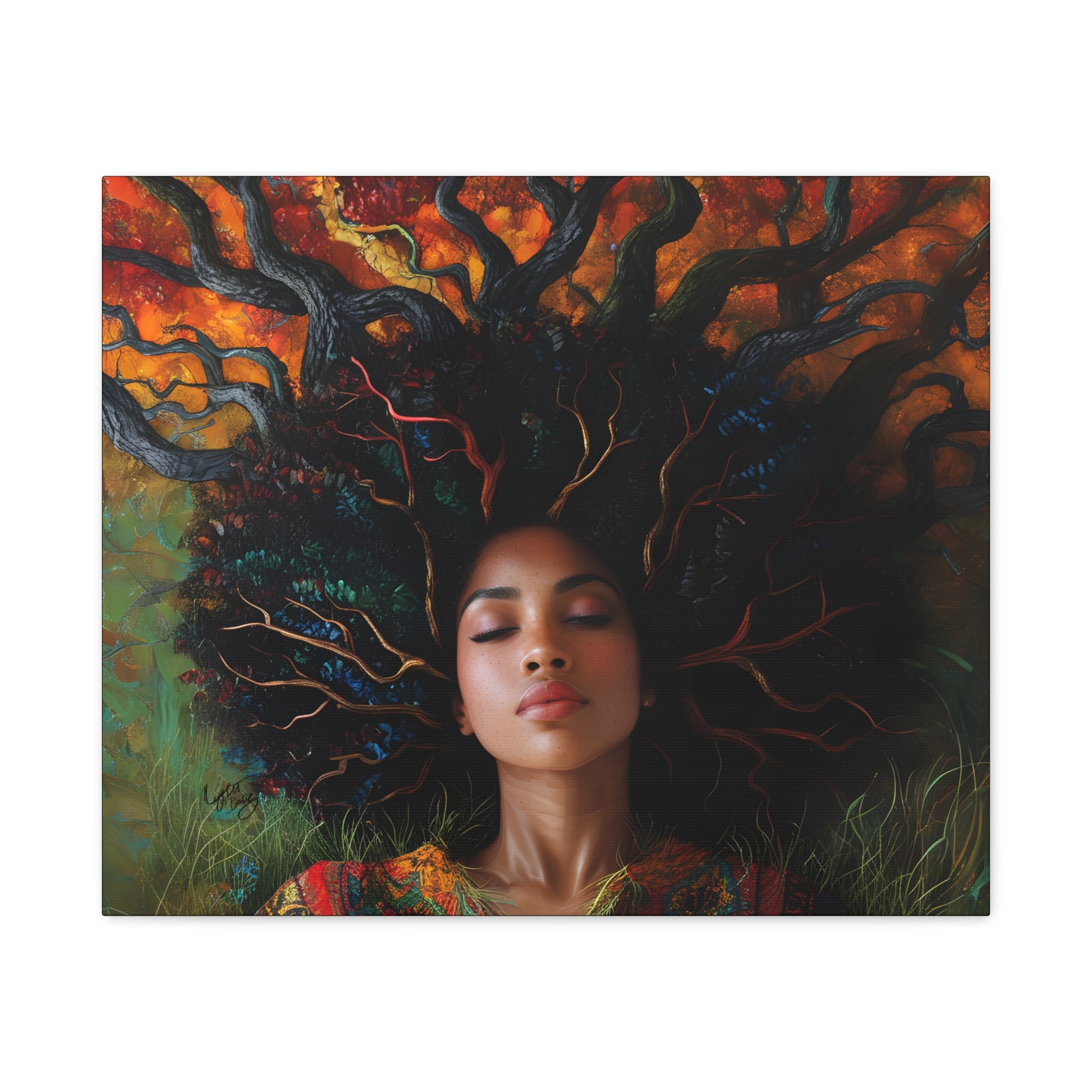 Rooted In My Mind Afrocentric Black Woman Inspirational Spiritual Art Canvas Wall Print - Xtreme Shopper