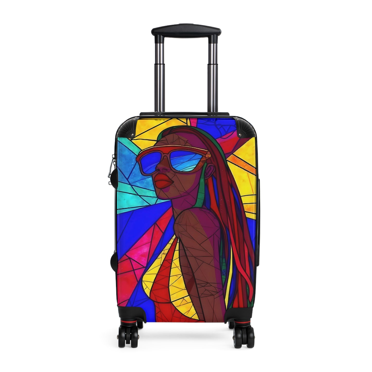 Afro Fractal Vacay Black Art Hardshell Hardside Lockable Spinner Suitcase Luggage