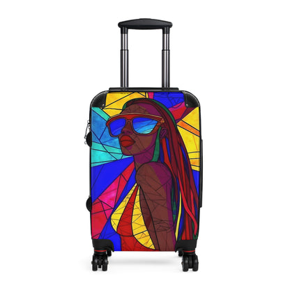 Afro Fractal Vacay Black Art Hardshell Hardside Lockable Spinner Suitcase Luggage