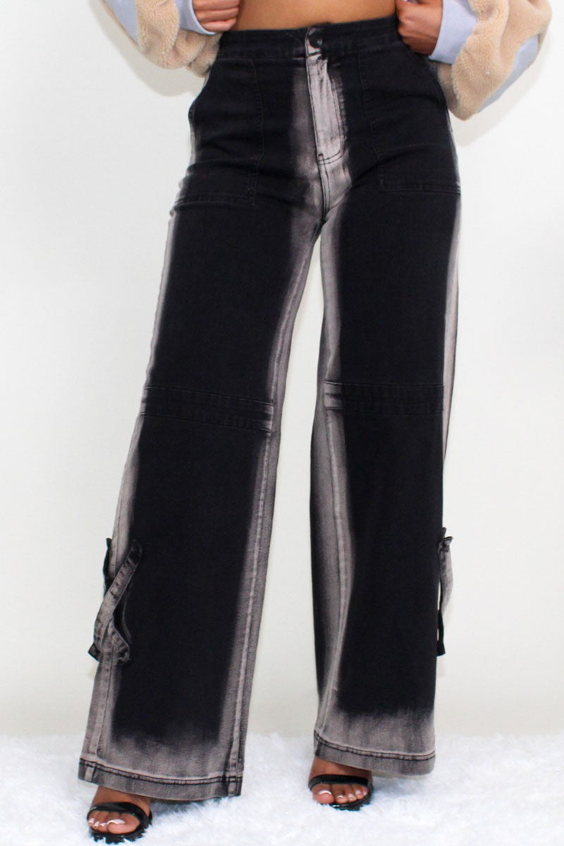 Trendy Gray and Black Ombre Denim Jeans