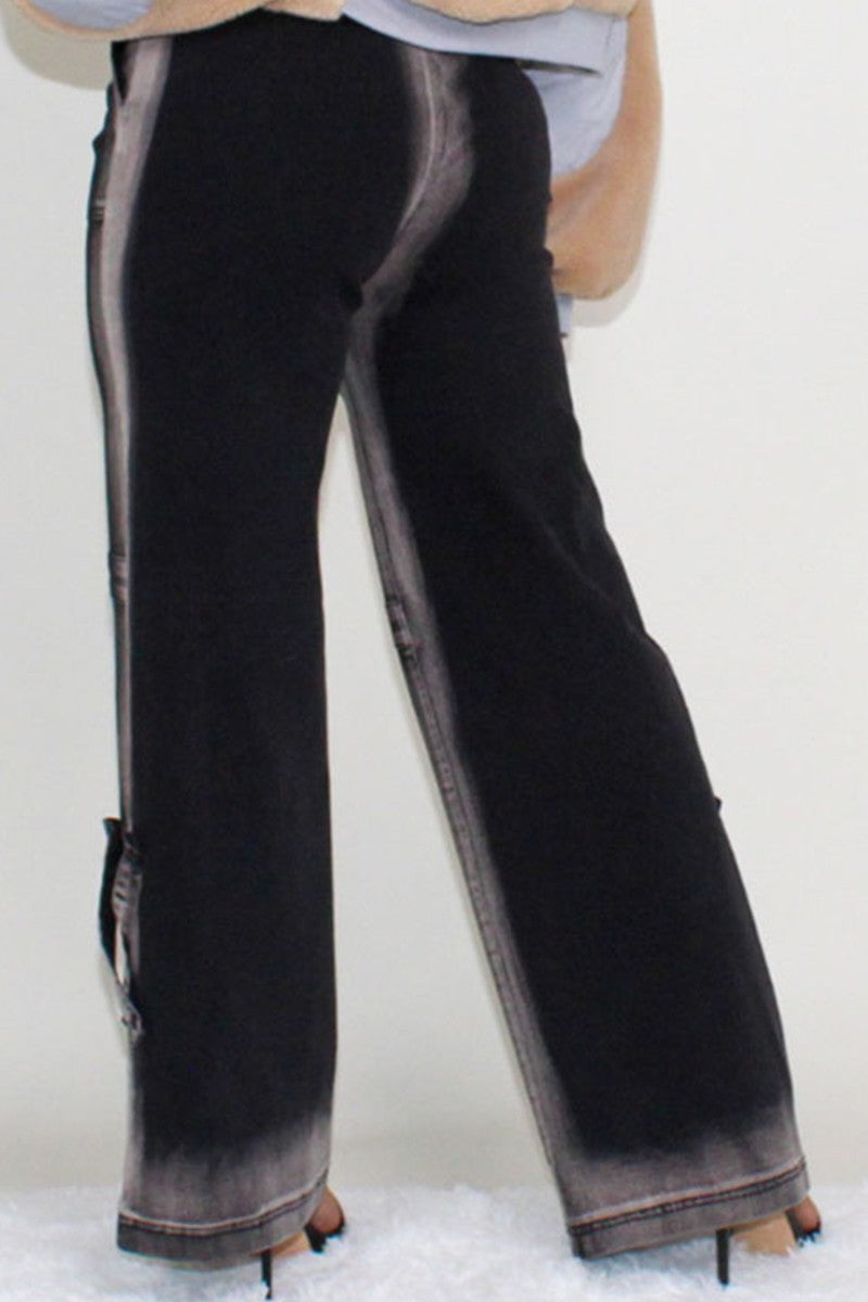 Trendy Gray and Black Ombre Denim Jeans