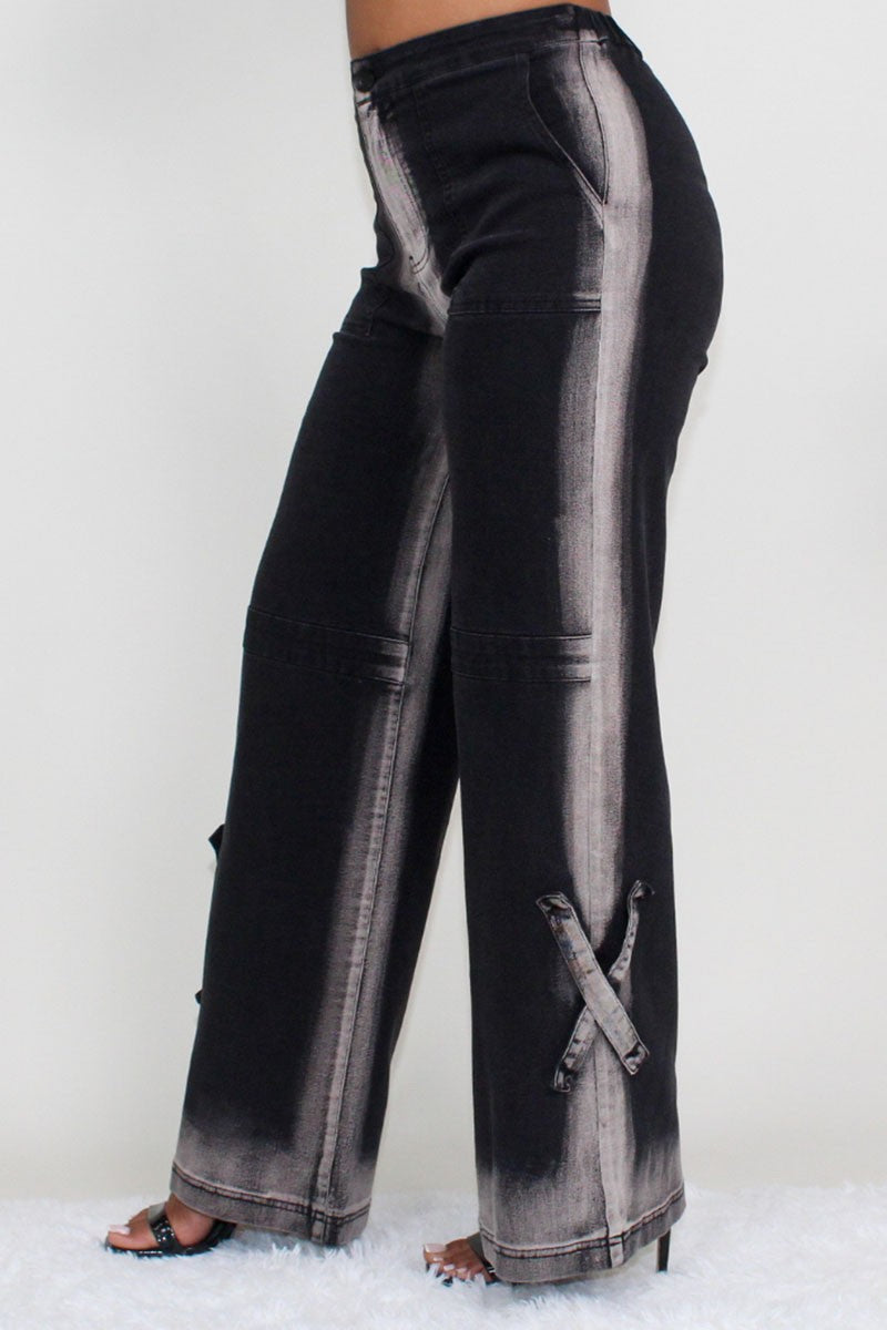 Trendy Gray and Black Ombre Denim Jeans