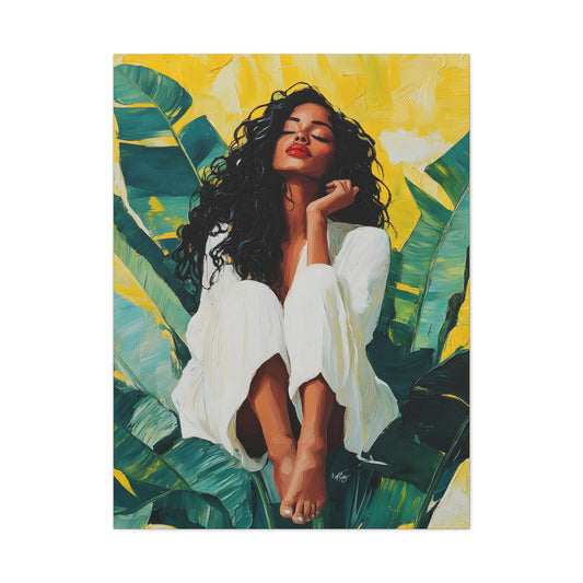 It's A Beautiful Day Afrocentric Black Woman Abstract Art Canvas Wall Print