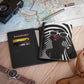 In Black And White Vegan Leather Black Art RFID Blocking Passport Cover