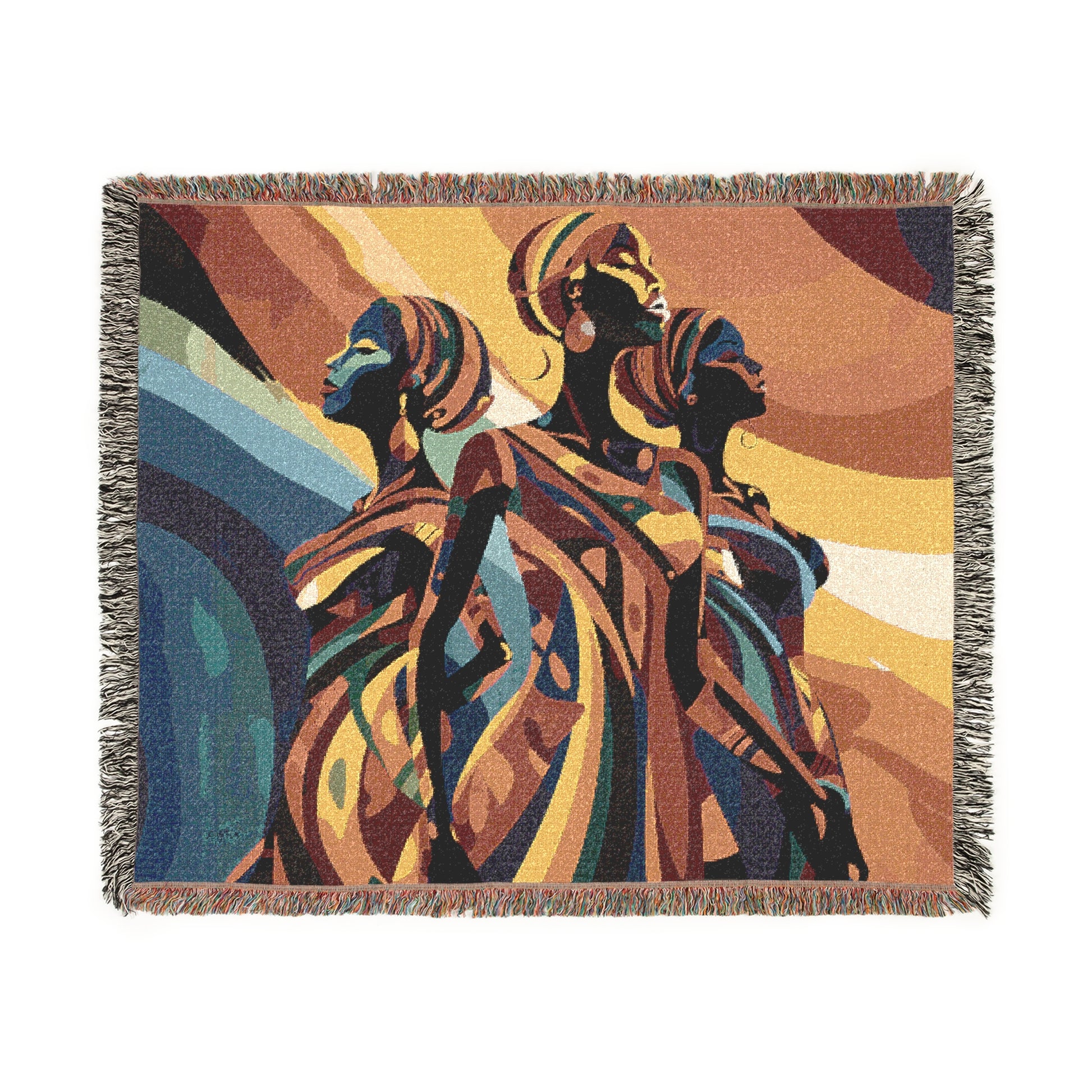 At Peace Abstract Black Woman Afrocentric Art Woven Throw Blanket - Xtreme Shopper