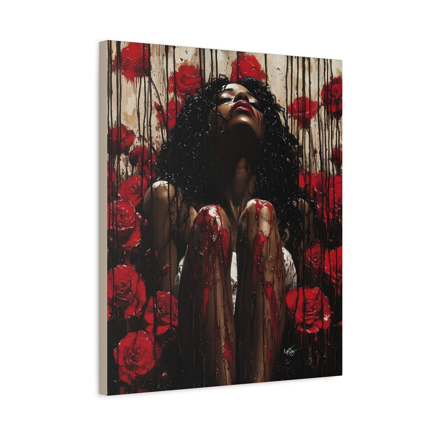 Like A Rose Black Woman Art Canvas Wall Print