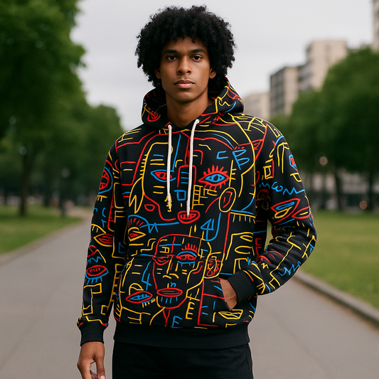 Face to Face Abstract Art Unisex Pullover Hoodie Sweatshirt