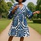 Umgee Abstract Print Kimono Sleeve Mini Dress