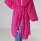 Hot Pink Snowfall Fuzzy Faux Fur Winter Heavy Belted Coat