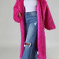 Hot Pink Snowfall Fuzzy Faux Fur Winter Heavy Belted Coat