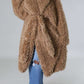 Hot Pink Snowfall Fuzzy Faux Fur Winter Heavy Belted Coat