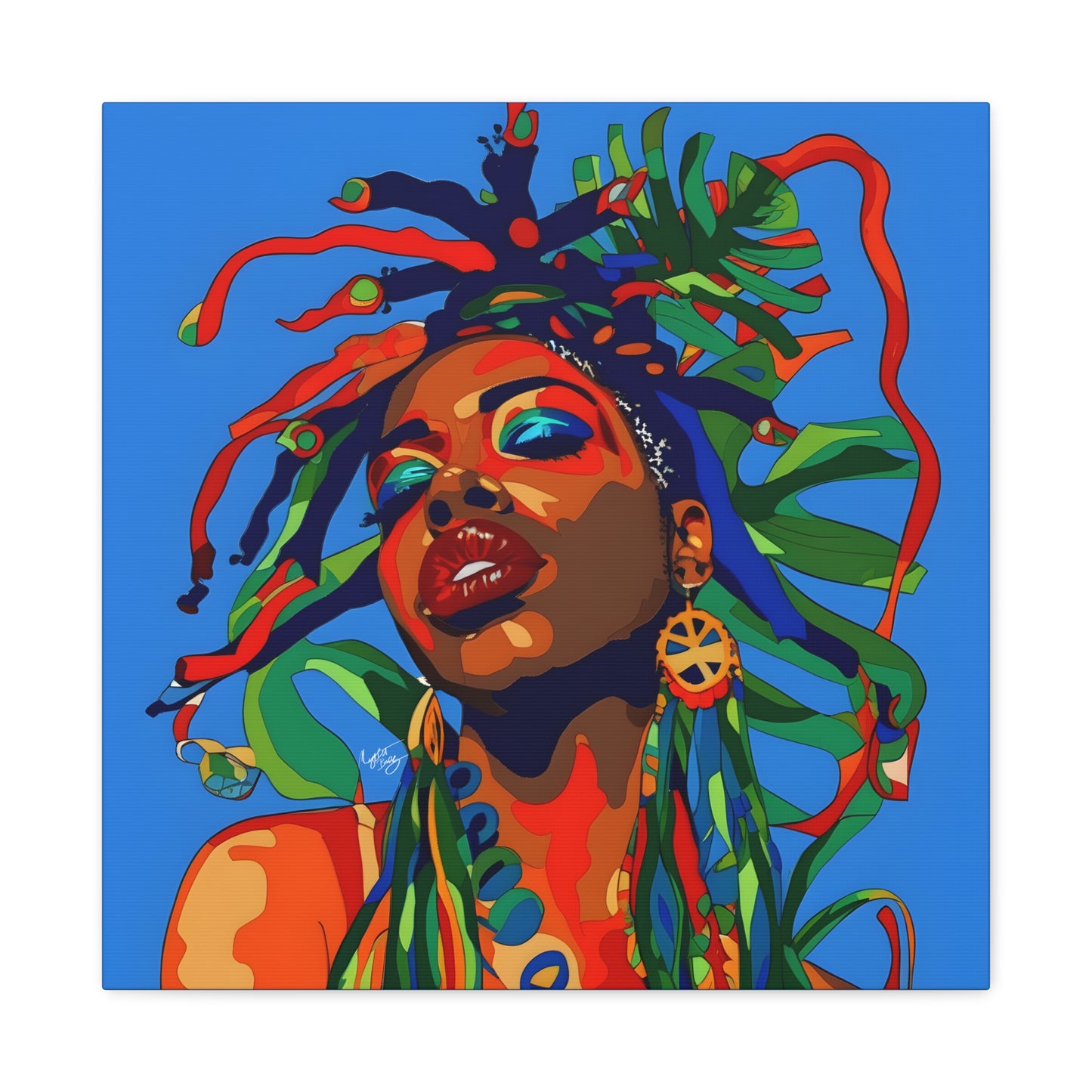 I'm Feeling It Afrocentric Black Woman Abstract Art Canvas Wall Print