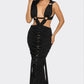 Sahara Mystique Pleated Evening Party Gown