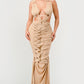 Sahara Mystique Pleated Evening Party Gown