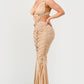 Sahara Mystique Pleated Evening Party Gown