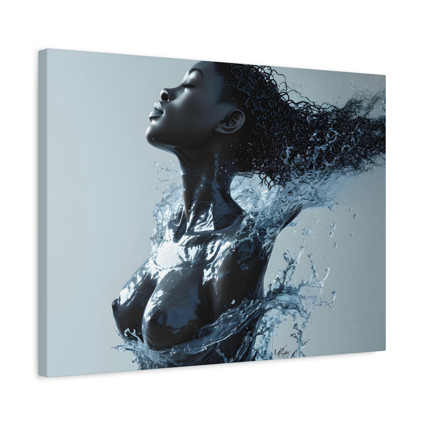 Moisturized and Unbothered Afrocentric Black Woman Art Canvas Wall Print