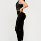 Sleek Black Sheer Illusion Midi Dress
