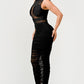 Sleek Black Sheer Illusion Midi Dress
