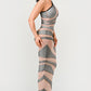 Metallic Bandage Mesh Insert Maxi Dress