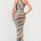 Metallic Bandage Mesh Insert Maxi Dress