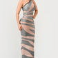 Metallic Bandage Mesh Insert Maxi Dress