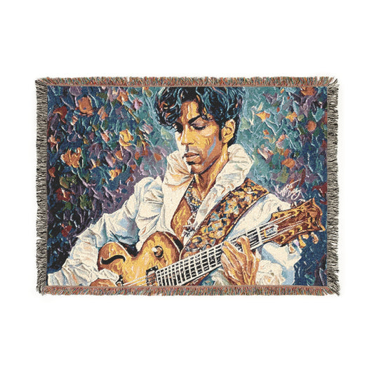 For The Love Of Prince Black Celebrity Art Woven Throw Blanket
