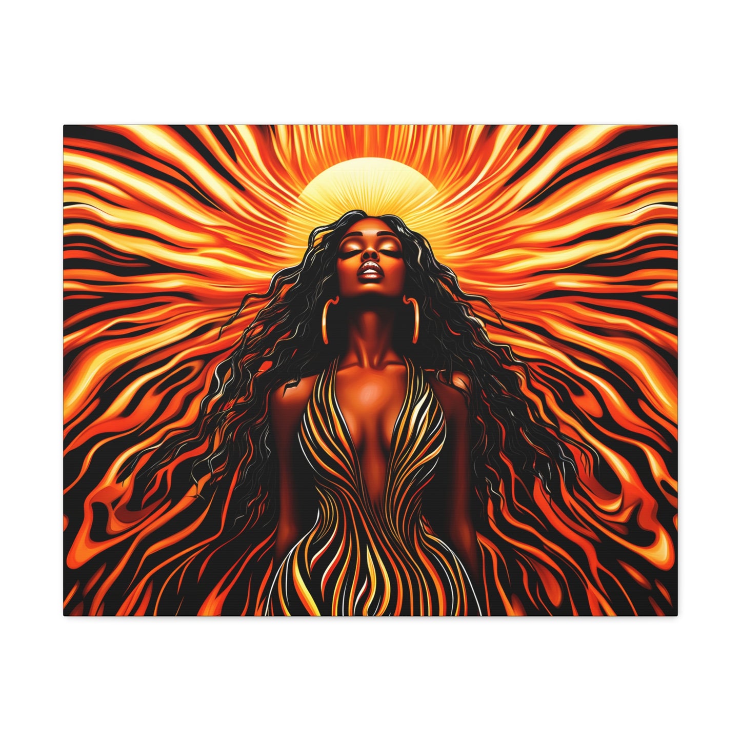 Sunkissed Afrocentric Black Woman Abstract Art Canvas Wall Print