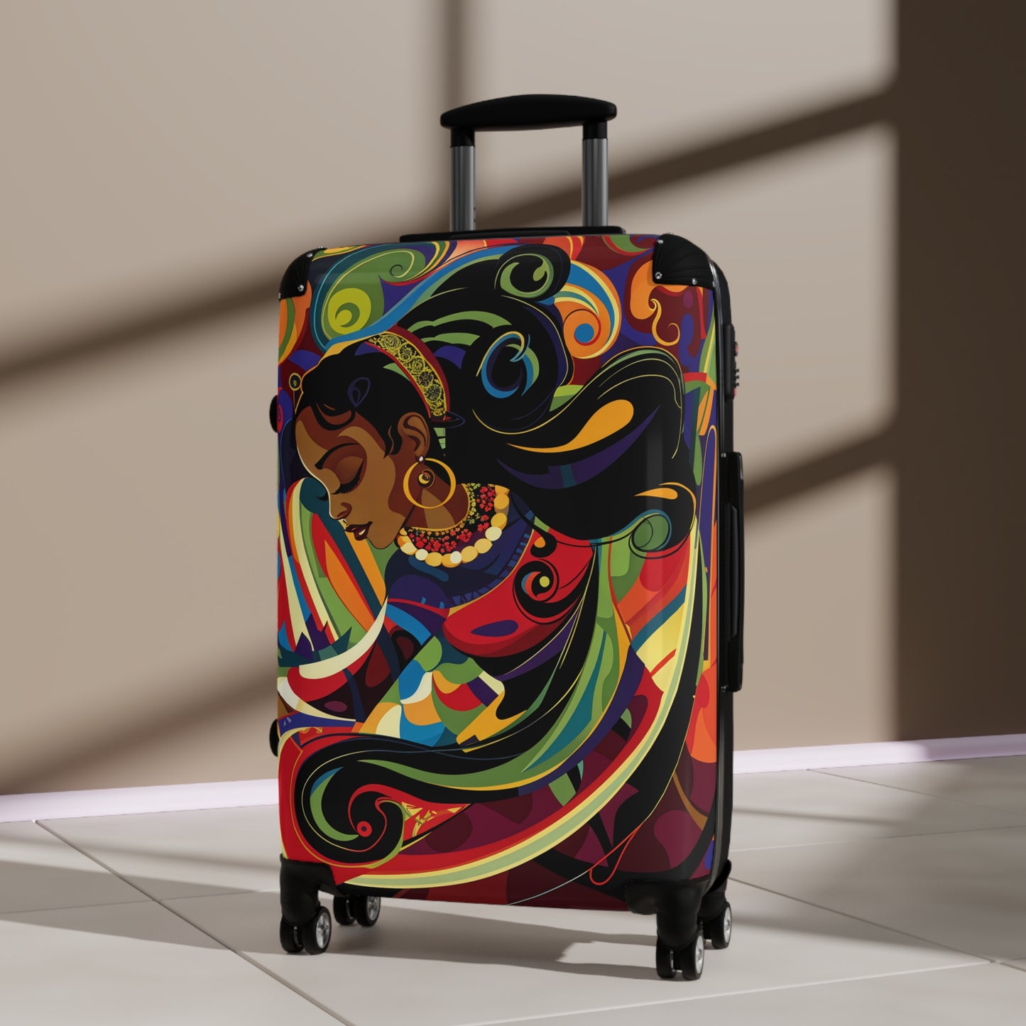 Surreally Beautiful One Black Woman Art Hardshell Hardside Lockable Spinner Suitcase