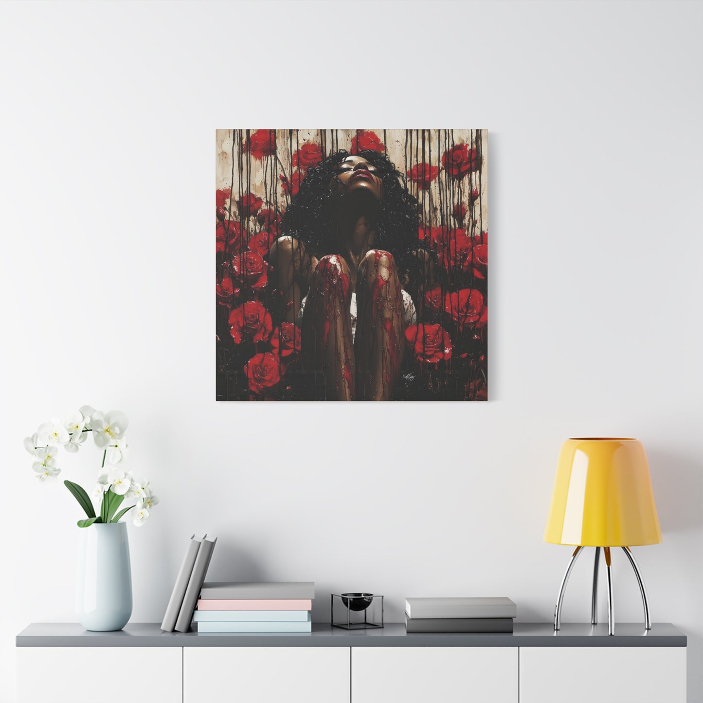 Like A Rose Black Woman Art Canvas Wall Print